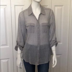 Joie Long Sleeve grey checkered Blouse